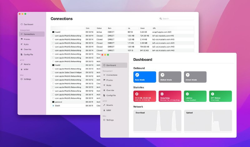 Hello MacOS !!! ▎Stash for macOS 包含 iOS 版本的全部功能此外，得益于为 macOS 平台专注设计，Stash for macOS 将比 iOS 版本支持更多的特性