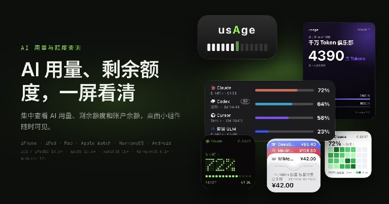 usAge：AI 用量与额度查询