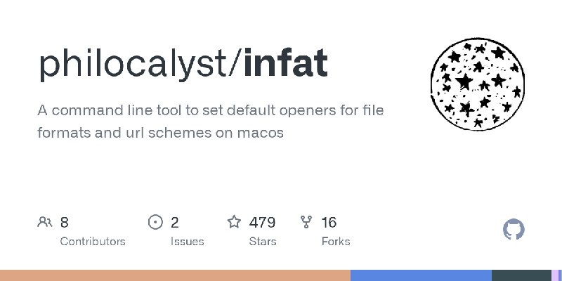GitHub - philocalyst/infat: A command line tool to set default openers for file formats and url schemes on macos