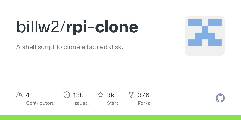 GitHub - billw2/rpi-clone: A shell script to clone a booted disk.