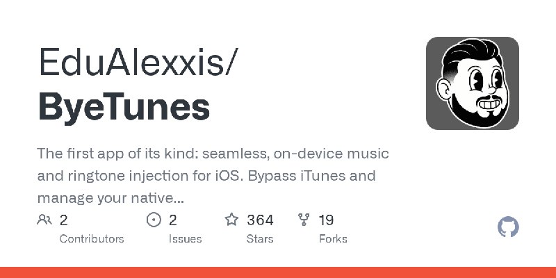 GitHub - EduAlexxis/ByeTunes: The first app of its kind: seamless, on-device music and ringtone injection for iOS. Bypass iTunes…