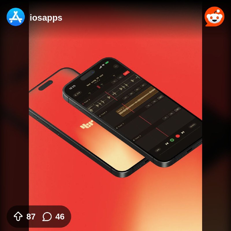 From the iosapps community on Reddit: Built a minimal 4-track recorder for iPhone (clean design, free, no ads)