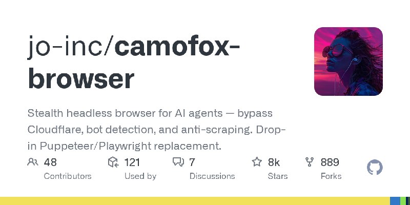 GitHub - jo-inc/camofox-browser: Stealth headless browser for AI agents — bypass Cloudflare, bot detection, and anti-scraping.…