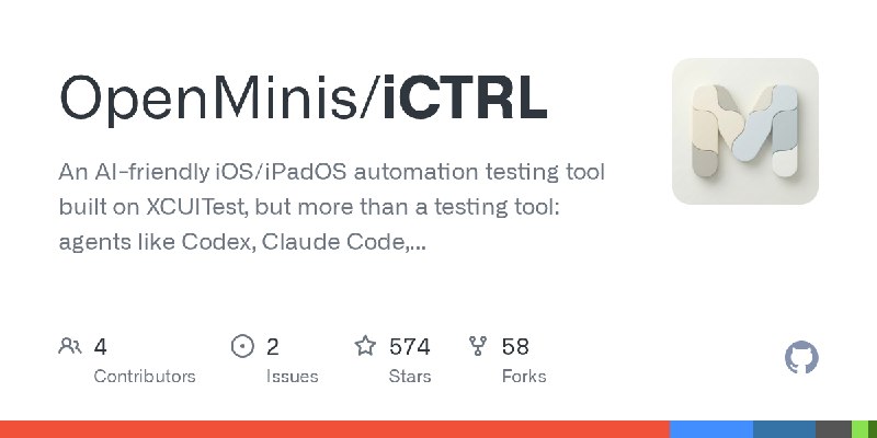 GitHub - OpenMinis/iCTRL: An AI-friendly iOS/iPadOS automation testing tool built on XCUITest, but more than a testing tool: agents…