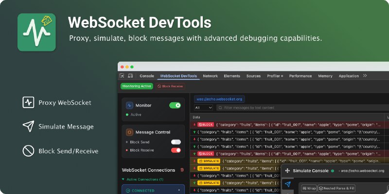 GitHub - law-chain-hot/websocket-devtools: Complete WebSocket Traffic Control with advanced proxy, simulation, and blocking capabilities