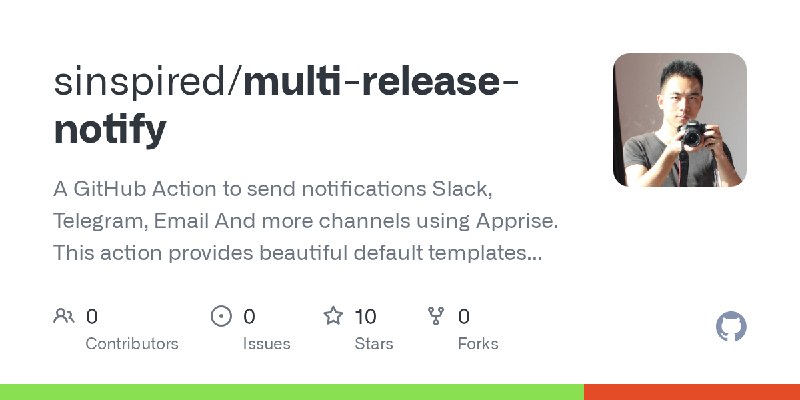 GitHub - sinspired/multi-release-notify: A GitHub Action to send notifications Slack, Telegram, Email And more channels using Apprise.…
