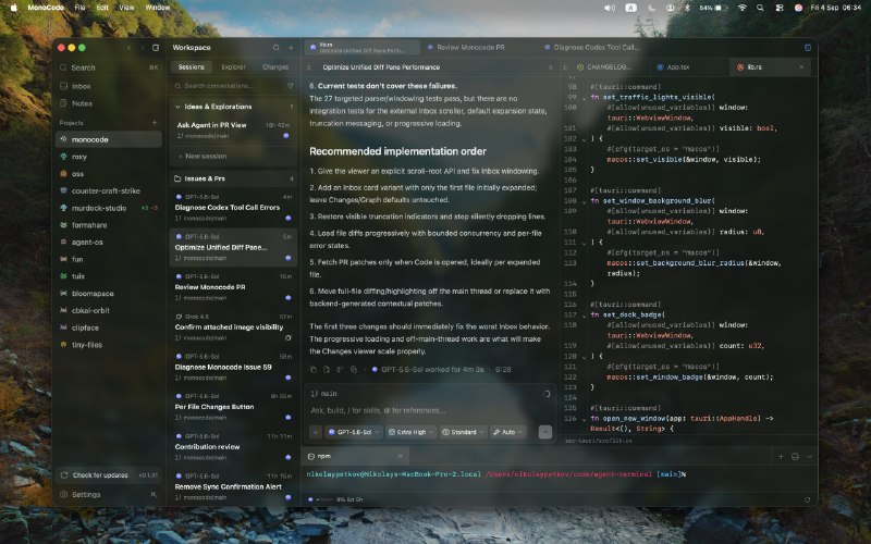 MonoCode: 面向多种 Coding Agent 的跨平台桌面工作台