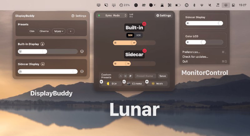 Lunar: mac 显式器控制显式器控制的首选应用调节亮度、音量和输入源 网站 alin23/Lunar 频道资源合集   恰饭推荐   群组 #mac #macOS #Lunar #显示器