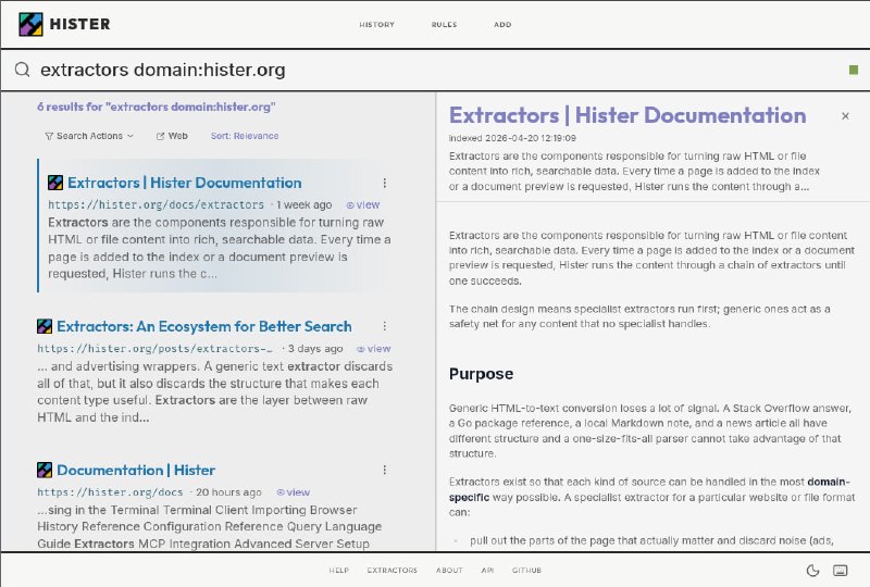 Hister: 面向个人知识库与浏览记录的私有搜索引擎