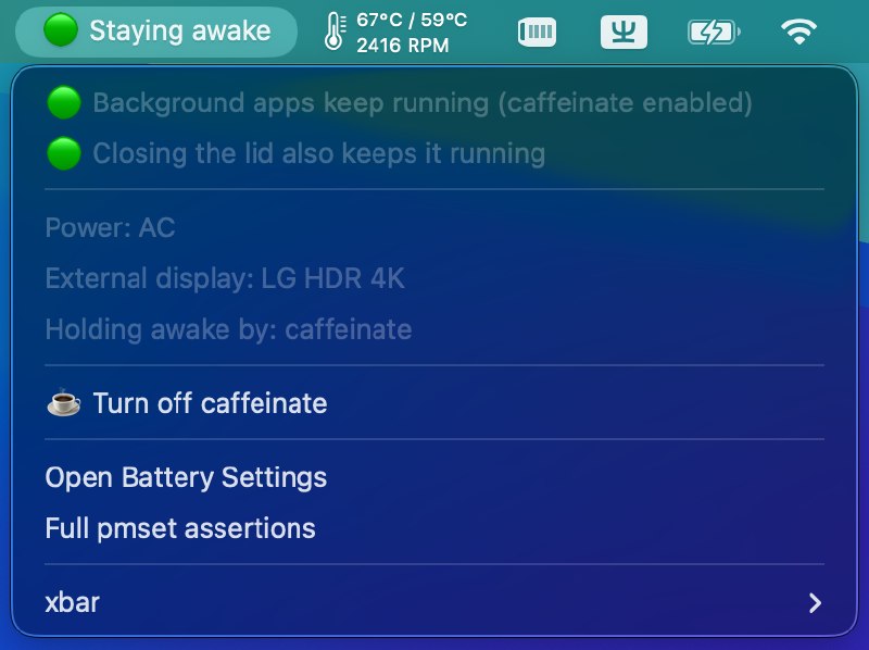 很多阻止 Mac 休眠的软件只是简单地启动 caffeinate，但因为 Mac 本身的复杂机制有时并不能起作用