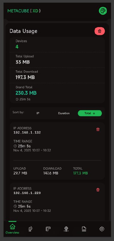 add Data Usage tracking table with real-time monitoring