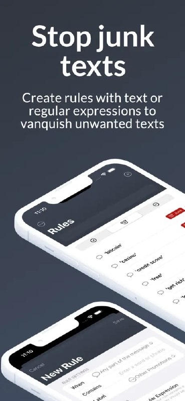 Bouncer: 私人短信过滤器开源短信过滤工具，支持关键词和正则表达式感谢群友 @Junchan2004 的分享• 基于本地 ILMessageFilterExtension 实现全机端过滤，保障信息不离设备  • 支持关键词与正则表达式的无限规则，自动归类至 Junk、Promotion、Transaction 三大板块  • 提供规则导入导出功能，轻松迁移与备份  