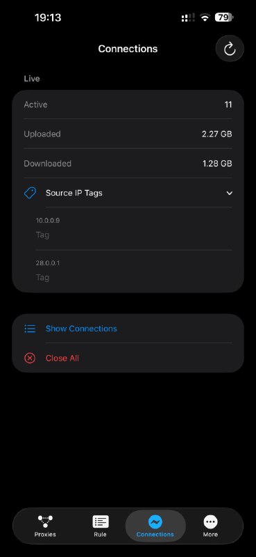 Sphere: 简洁美观的 iOS mihomo/sing-box/Surge 控制面板更新支持 Surge新增 url scheme增强查看连接 能打 source ip tag 原消息 合集  群组  恰饭 联系推广#iOS #Swift #代理管理 #开源应用 #GitHub #mihomo #sing-box #Surge #控制器