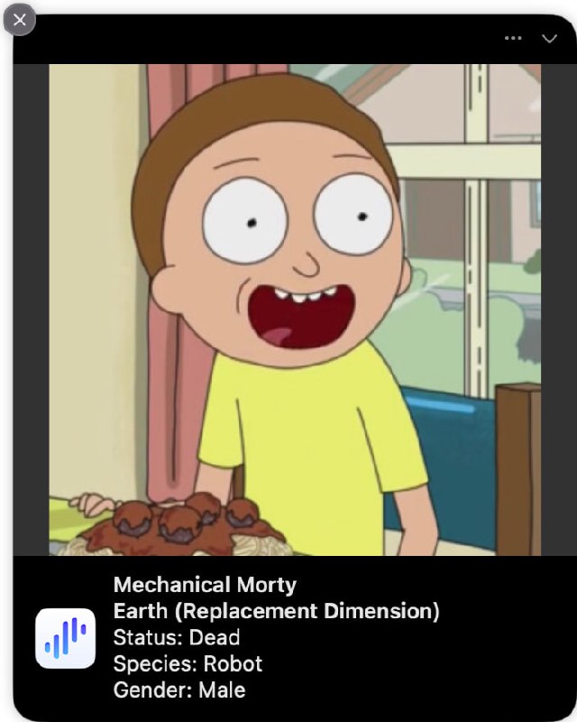 #Surge #模块 #脚本 #通知 #rickandmorty定时推送 Rick and Morty 中的角色. API 来自网络. 仅供学习交流使用需要最新  Surge TestFlight 版 或  Loon其他支持图片通知的 App 未测试 模块地址 相关Scriptable 小组件 