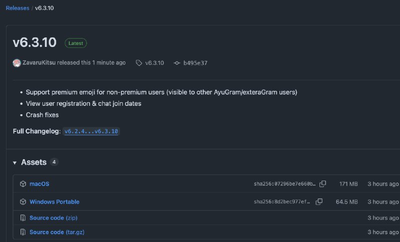 - Support premium emoji for non-premium users (visible to other AyuGram/exteraGram users)- View user registration & chat join dates