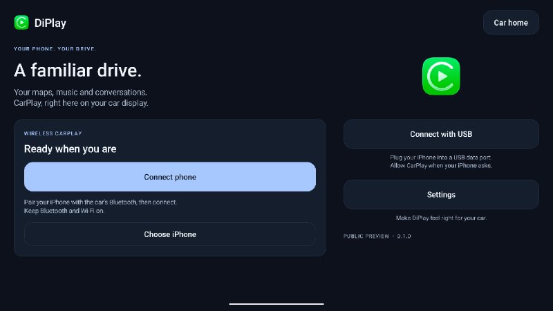DiPlay: 面向兼容比亚迪 Android 车机的独立 CarPlay 接收端