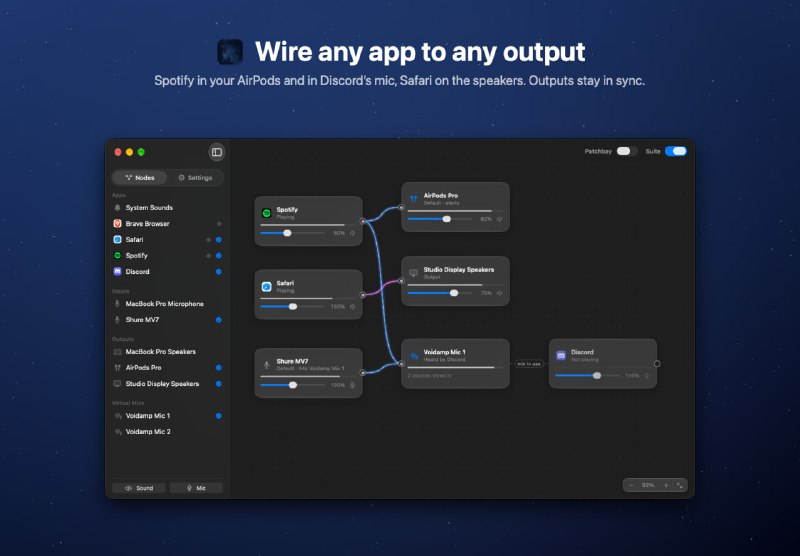 Voidamp: macOS 菜单栏应用与设备混音器