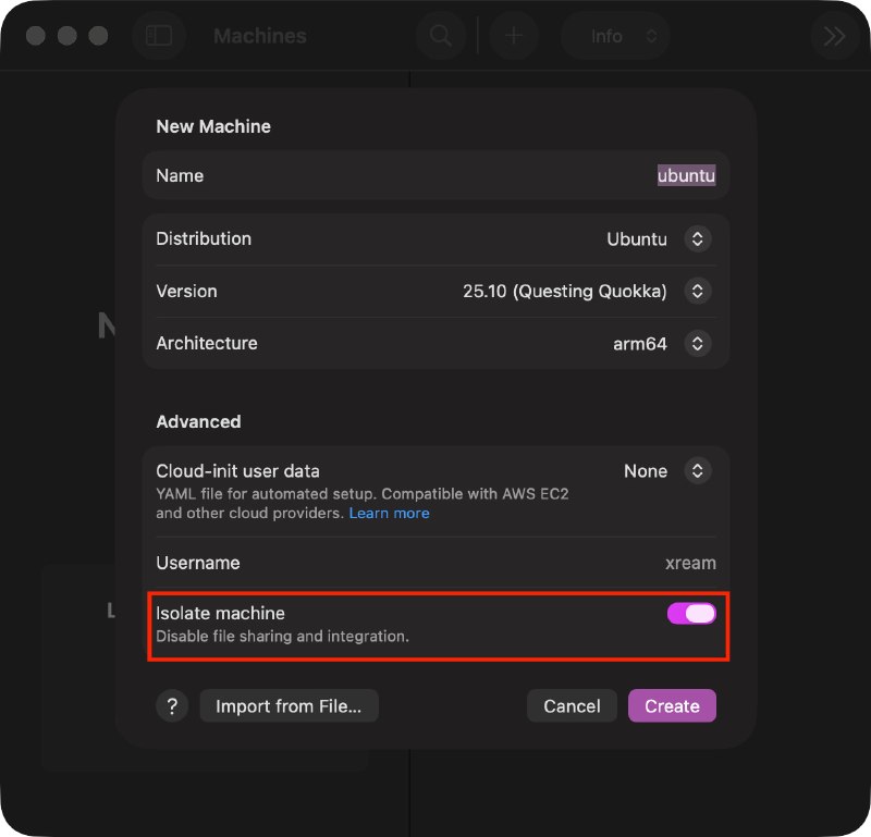 OrbStack: 面向 macOS 的高性能容器与 Linux 运行环境v2.1.0 (Apr 19) 史诗级更新- 适配 macOS 26 的 Liquid Glass UI- 隔离机器（Isolated machines）  - 不与宿主文件系统集成  - 适合 AI agent 沙箱场景
