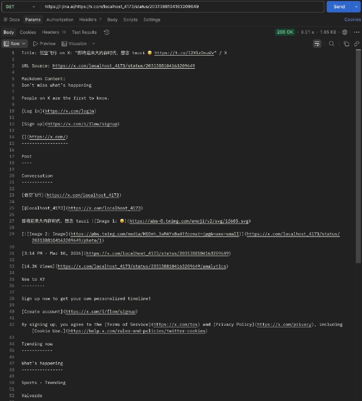 直观感受 pure.md, defuddle.md, r.jina.ai 抓取结果的区别markdown.new 抓不了推文 