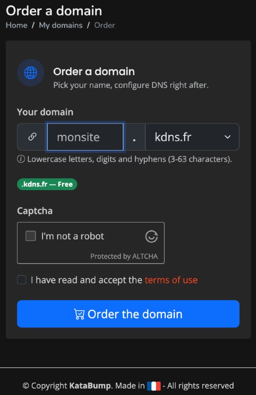 kdns.fr 免费域名可绑 CF