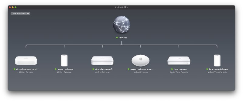 airport-utility: 面向 macOS 27+ 的 AirPort Utility 重构版• 通过 Swift 前端与 Python 协议后端重现 AirPort Utility，覆盖设备发现、网络拓扑展示和基础配置能力• 已完成多代 AirPort Express、 AirPort Extreme 与 Time Capsule 实机测试，适合继续管理经典 Apple 路由设备• 构建环境清晰，依赖 macOS 自带的 AppKit、 SwiftUI、 Bonjour 等组件，便于开发者编译、调试和参与贡献
