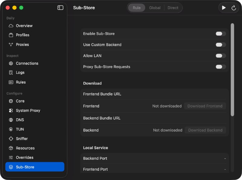 Kumo: 面向 Mihomo 的原生 macOS 代理管理客户端我滴妈 有  Sub-Store• 基于 SwiftUI 构建，首页聚焦连接状态、出站模式、系统代理、当前配置与节点选择，日常使用更顺手• 共享 KumoCoreKit 控制层，同时提供图形界面与 kumo CLI，支持 --json、dry-run 和稳定退出码，适合自动化与 Agent 集成• 覆盖 Mihomo 生命周期管理、配置生成、系统代理控制与日志集中管理，开发、调试和排障流程更完整