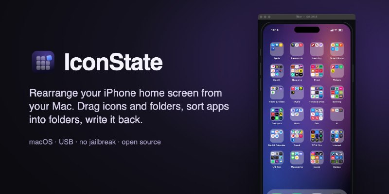 IconState: 在 Mac 上通过 USB 可视化整理 iPhone 主屏幕