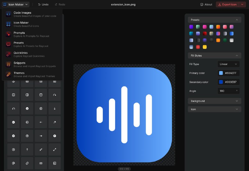 Raycast: Icon Maker后知后觉了…Raycast 还有个在线的图标工具 