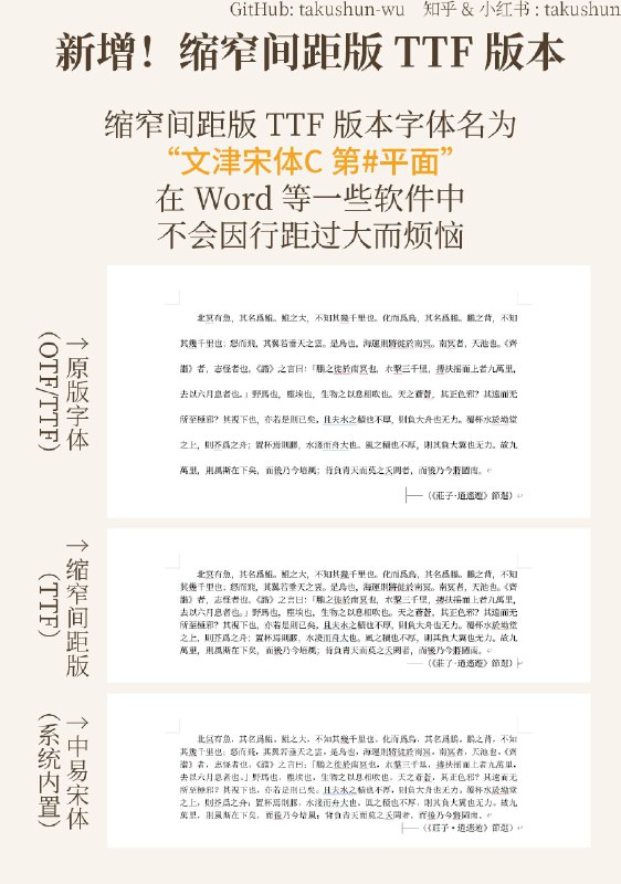 文津宋体 开源免费可商用