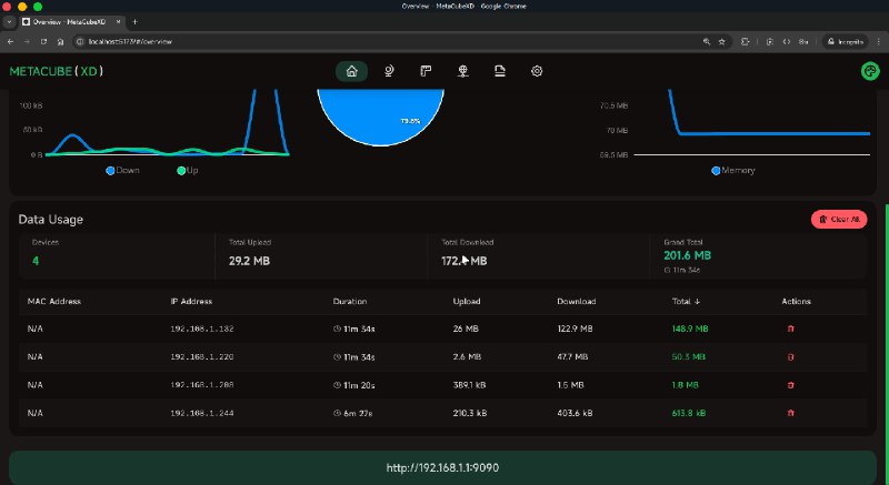 add Data Usage tracking table with real-time monitoring