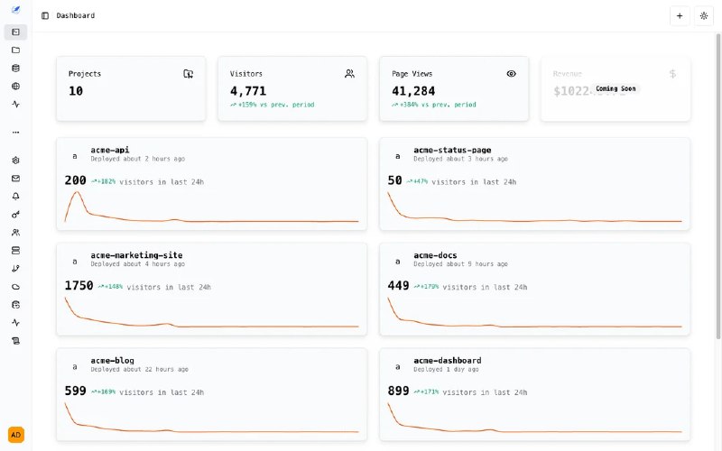 Temps: 一键自托管的全栈部署平台，替代 Vercel / Railway / Render• Git push 自动部署，支持 GitHub / GitLab 集成  • 内置托管能力：Postgres、Redis、S3 兼容存储（RustFS / MinIO），并提供环境变量、日志与一键回滚  • 自动 HTTPS（Let’s Encrypt）+ 内置分析与 Sentry 兼容错误追踪，单一 Rust 二进制运行，无需 Kubernetes 或 Docker Compose  