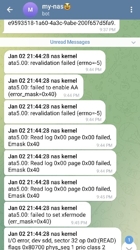 监控 NAS 的 kernel error 实时转发到 Telegram最近工作繁忙 无力原创 多分享点别的大佬写的东西吧来源: 推文代码: Gist#NAS #监控 #通知 #脚本