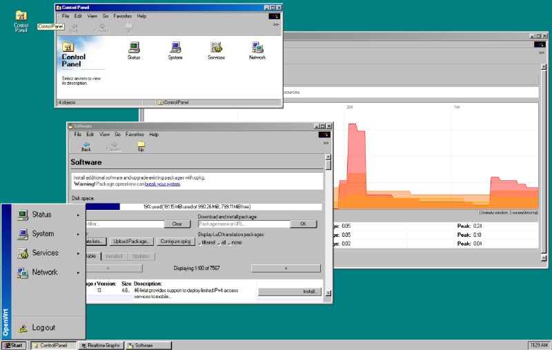 luci-theme-win98: 复古 Windows 98 风格的 OpenWrt LuCI 主题  80 后老登狂喜?我是 90 后中登 我没 98 情怀• 完整的 Windows 98 桌面外观，包括蓝色标题栏、任务栏和经典按钮  • 兼容 OpenWrt 24.x，支持登录页、桌面图标、表单等全套 UI 组件  • 提供本地 .ipk 打包脚本，便捷自定义发布  