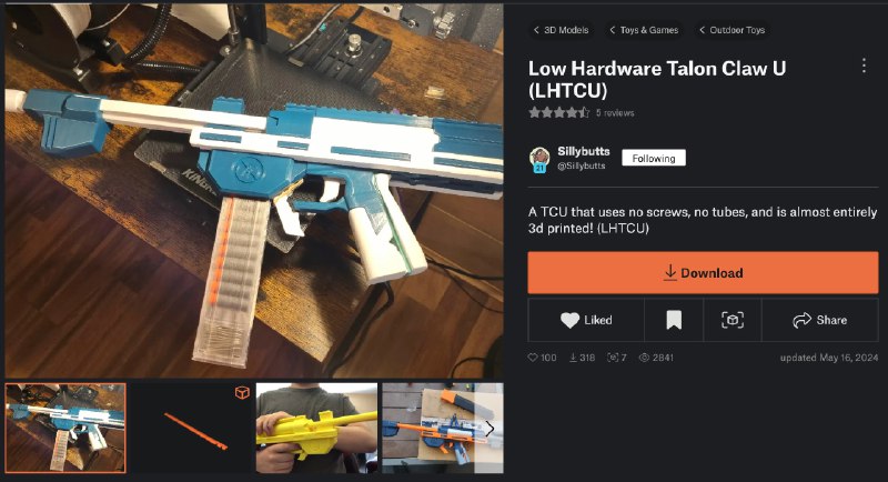 折腾 LHTCU 轻五金系列🆕 Elastic string powered LHTCU - 轻五金皮筋动力优化版已发布到 MakerWorld能跑 60 但是扳机太硬了 国际站 中国站Low Hardware Mini Claw - LHMC 优化版已发布到 MakerWorld 国际站 中国站—-入坑之后家里的油, 脂, 螺丝, O 圈, PC 管, 卷毛, 🥚是越来越多了一开始是日常逛 Reddit r/Nerf 的时候看到 有人做了 Mini Claw(图 3)之前也在 P 站看了 Sillybutts 的 LHTCU(图 4) 和 Mini Claw U(图 5)打印一片光滑的薄片塞进打印气缸属实很屌后来也看了皮筋动力的 remix: gargunkle 的(图 6), CoolDoctorJ 的(图 7), Dalardan 的(图 8)还有个更完善坚固的 LHTCUBL T2 但是当时感觉太复杂...gargunkle 的这个 Mini Claw 属实零件少又简单 正好能把我的 PC 管卷毛和 O 圈都用上结果自己改了一堆零件之后(之后会慢慢整理发 mw)...说好的 Low Hardware(图 1, 图 2, Nano Banana 改照片背景真方便)...1g 🥚 初速 60 左右还试了下打印的内管 性能几乎没影响...零件不多 非常方便 remix 值得折腾 频道资源合集   恰饭推荐   群组 #3D #打印 #Nerf #软弹 #LHTCU